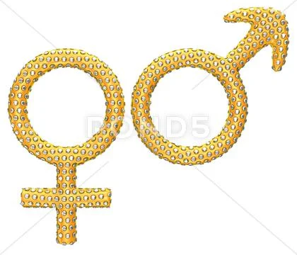Golden gender symbols incrusted with gems Stock Illustration