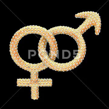 Golden gender symbols inlaid with gems Stock Illustration