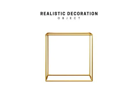 Golden geometric 3d object isolated on white background. Stock Illustration