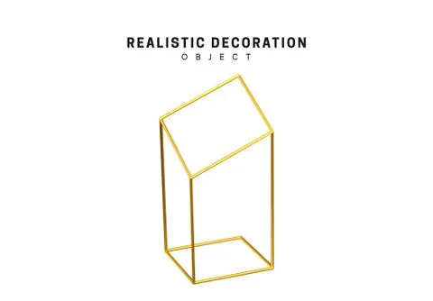 Golden geometric 3d object isolated on white background. Stock Illustration