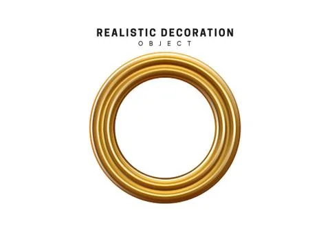 Golden geometric 3d object isolated on white background. Stock Illustration