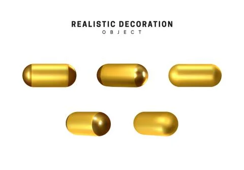 Golden geometric 3d object isolated on white background. Gold metallic geomet Stock Illustration