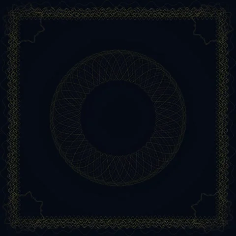 Golden Geometric Circle Frame with Ornate Border on Dark Background - Abstr.. Stock Footage 346283197