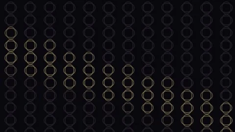 Golden geometric circle grid wave animation on dark background Video stock 336995090
