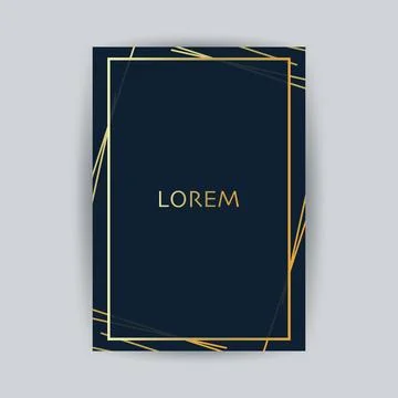 Golden Geometric Frame, Lines Pattern - Minimalist Geometrical Art Deco Sty.. Stock Illustration