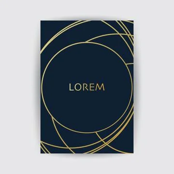 Golden Geometric Frame, Lines Pattern - Minimalist Geometrical Art Deco Sty.. Illustrazione stock