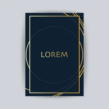 Golden Geometric Frame, Lines Pattern - Minimalist Geometrical Art Deco Sty.. Stock Illustration