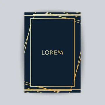 Golden Geometric Frame, Lines Pattern - Minimalist Geometrical Art Deco Sty.. Stock Illustration
