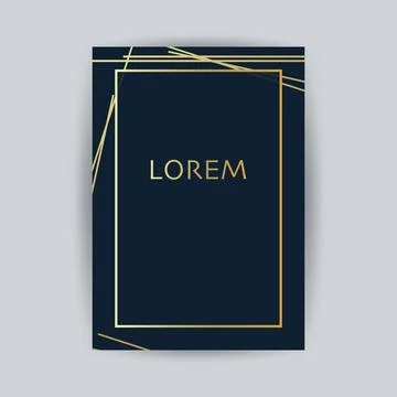 Golden Geometric Frame, Lines Pattern - Minimalist Geometrical Art Deco Sty.. Stock Illustration