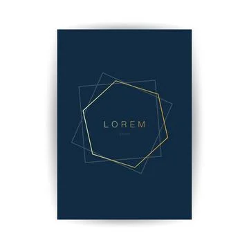 Golden Geometric Frame, Lines Pattern - Minimalist Geometrical Art Deco Sty.. Stock Illustration
