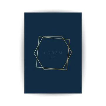 Golden Geometric Frame, Lines Pattern - Minimalist Geometrical Art Deco Sty.. Stock Illustration