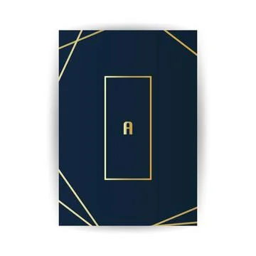 Golden Geometric Frame, Lines Pattern - Minimalist Geometrical Art Deco Sty.. Stock Illustration