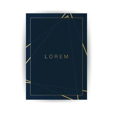 Golden Geometric Frame, Lines Pattern - Minimalist Geometrical Art Deco Sty.. Stock Illustration