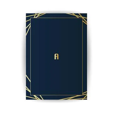 Golden Geometric Frame, Lines Pattern - Minimalist Geometrical Art Deco Sty.. Stock Illustration