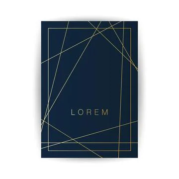 Golden Geometric Frame, Lines Pattern - Minimalist Geometrical Art Deco Sty.. Stock Illustration