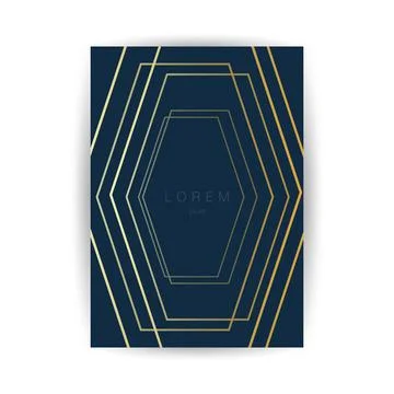 Golden Geometric Frame, Lines Pattern - Minimalist Geometrical Art Deco Sty.. Stock Illustration