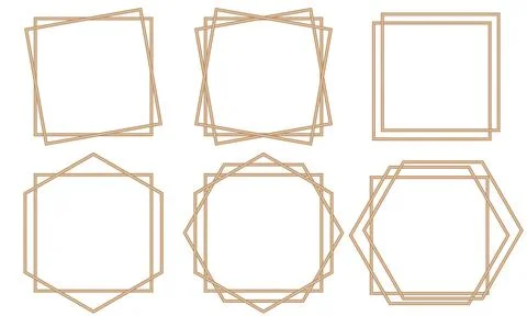 Golden geometric frames with square shape. Art deco style Stock Illustration