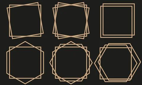 Golden geometric frames with square shape. Art deco style Stock Illustration