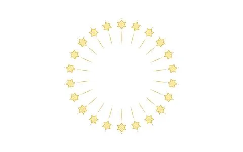 Golden Geometric Hexagram Circle Frame Stock Illustration