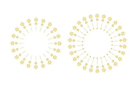 Golden Geometric Hexagram Circle Frame Set Stock Illustration