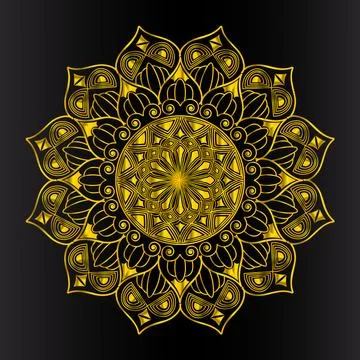 Golden geometric line art pattern of circle background illustration 스톡 일러스트