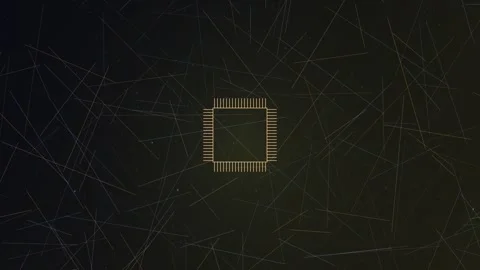 Golden geometric pattern emerges from darkness, ideal for tech or abstract Stock Footage 326991719