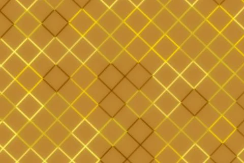 Golden geometric pattern with glowing squares and diamonds Stock Illustration