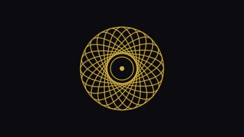 Golden Geometric Pattern Spinning in Seamless Loop Vídeos de archivo 347690139