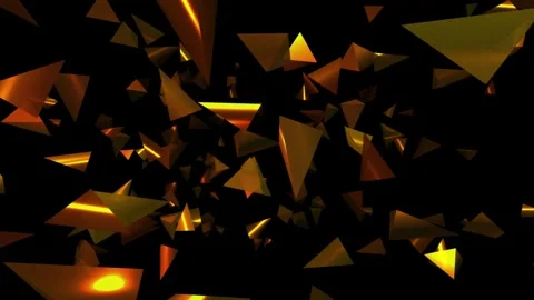 Golden Geometric Shards Exploding Through Black Space During Dynamic Abstra.. Vídeo Stock 348129576