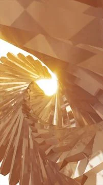 Golden geometric spiral structure reflecting warm light, forming an abstrac.. Stock Illustration
