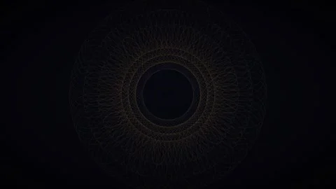 Golden geometric spirograph pattern rotating on a black background Stock Footage 335939144