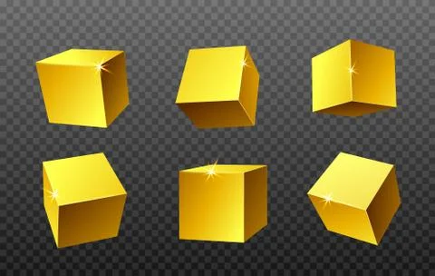 Golden geometric square design elements realistic vector illustration isolated. Stock Illustration
