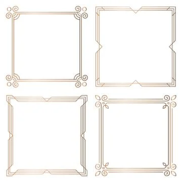 Golden geometric square frames, design elements Stock Illustration