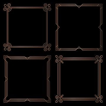 Golden geometric square frames, design elements Stock Illustration