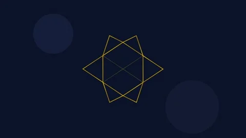 Golden geometric star symbol collapsing into a line on dark blue background Stock Footage 339925830