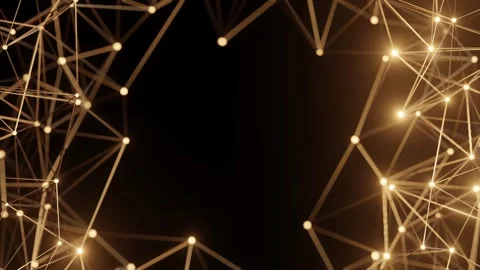 Golden geometric structure with glowing elements Stock Footage 299848740