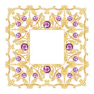 Golden gewelry frame Stock Illustration