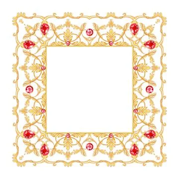 Golden gewelry frame Stock Illustration