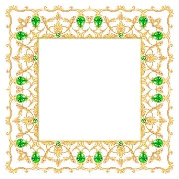 Golden gewelry frame Stock Illustration