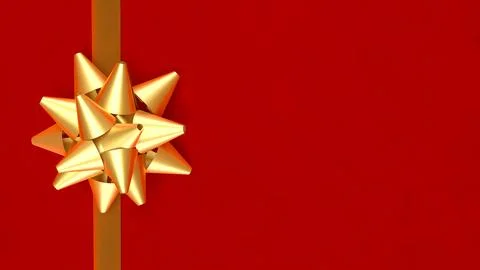 Golden Gift Bow on Red Background Representing Celebration and Luxury Conce.. Stock Illustration