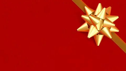 Golden Gift Bow on Red Background Representing Celebration and Luxury Conce.. Stock Illustration
