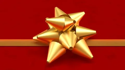 Golden Gift Bow on Red Background Representing Celebration and Luxury Conce.. Stock Illustration