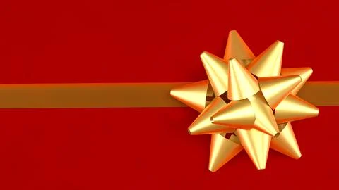 Golden Gift Bow on Red Background Representing Celebration and Luxury Conce.. Stock Illustration