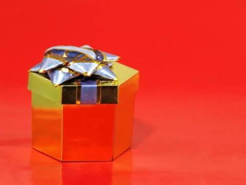 Golden gift box. Stock Photos