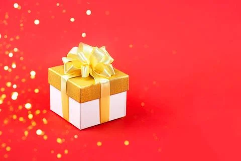 Golden gift box Stock Photos