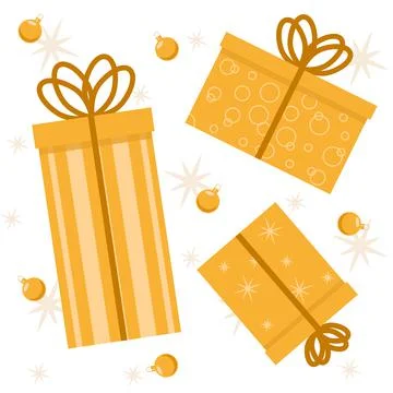 Golden gift boxes Stock Illustration