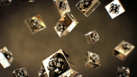 Golden Gift Boxes Moving Seamless. Christmas Background. Luxury Style Festive Stock-Footage 161949139