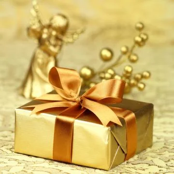 Golden gift Stock Photos
