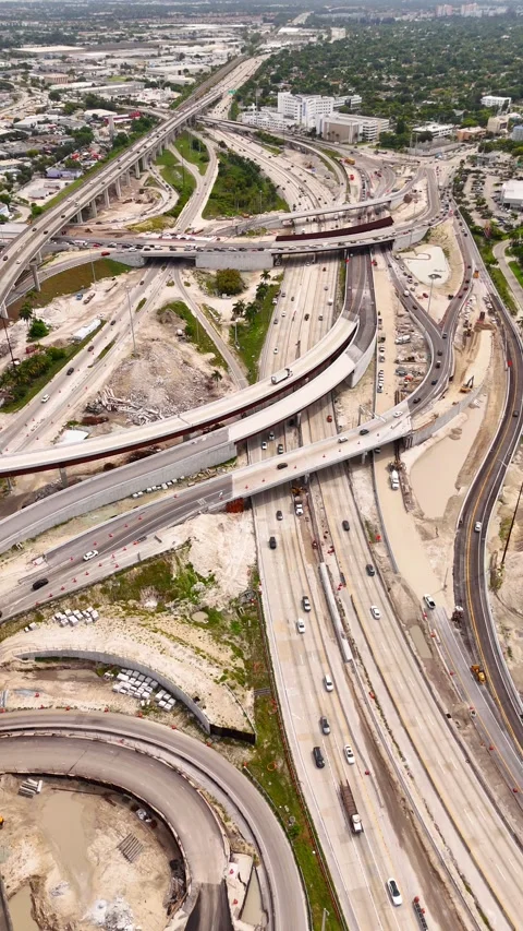 Golden Glades Interchange. GGI project 2026 expansion redesign. aerial vert.. Stock Footage 342083187