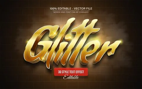 Golden Glitter 3d text effect editable Stock Illustration